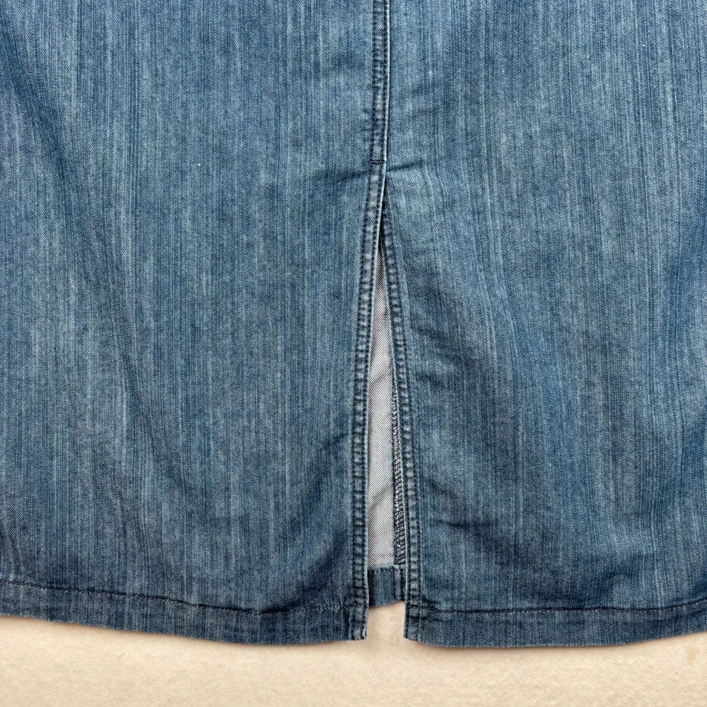 Christopher & Banks Denim Skirt Womens 12 Back Flap Pockets Classic Modest - Picture 5 of 11